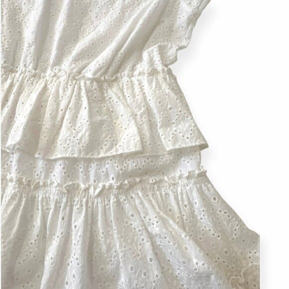 MISA LOS ANGELES Iliana Tiered Eyelet Mini Dress , Size L, White, New with tag - Picture 12 of 16
